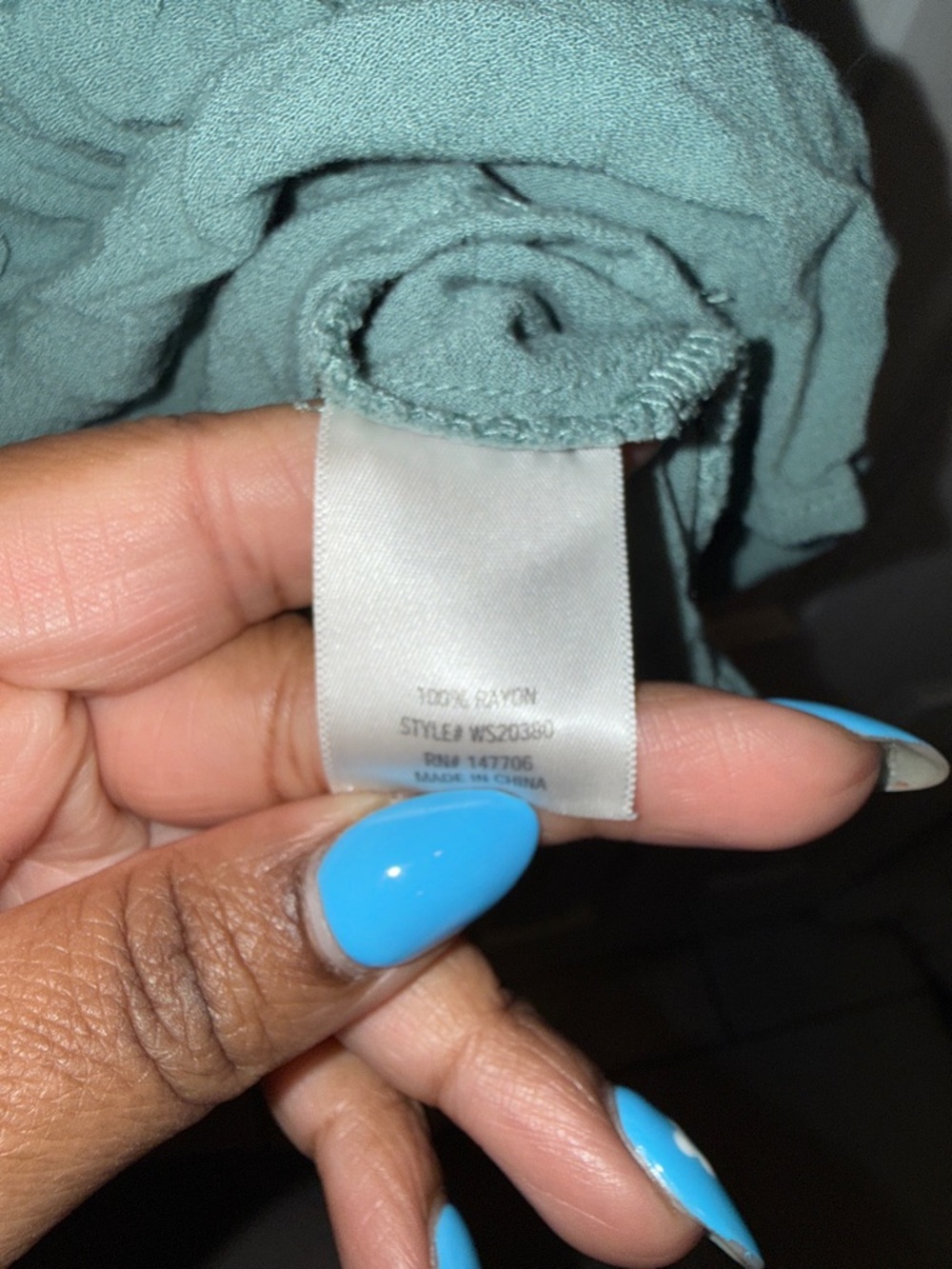 Blue Rain Sage Green Embroidered‎ Wrap Blouse - Picture 6 of 6
